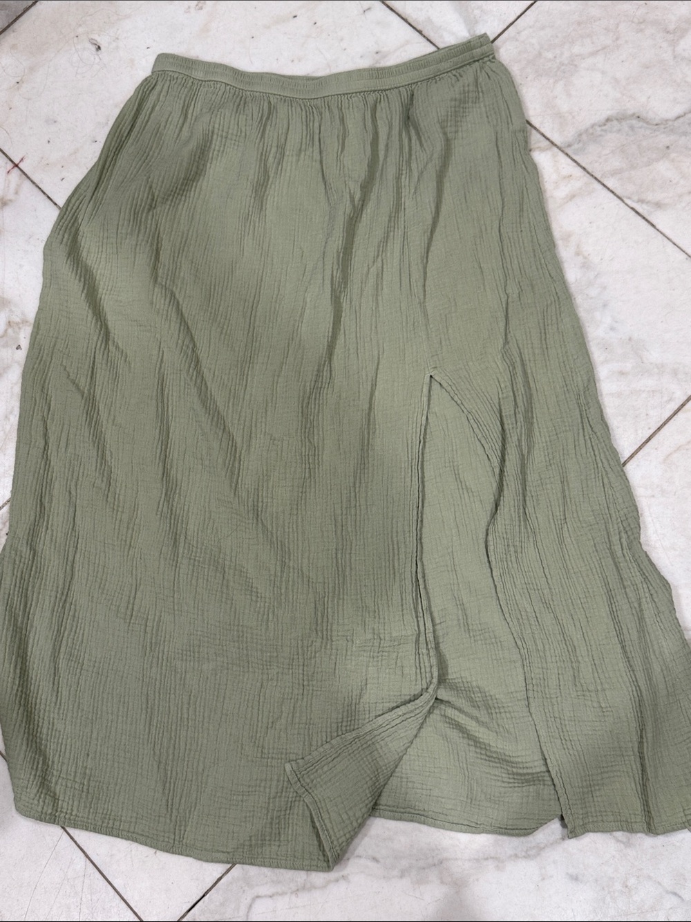 J. Crew Olive Green Midi Skirt with Front Side Slit